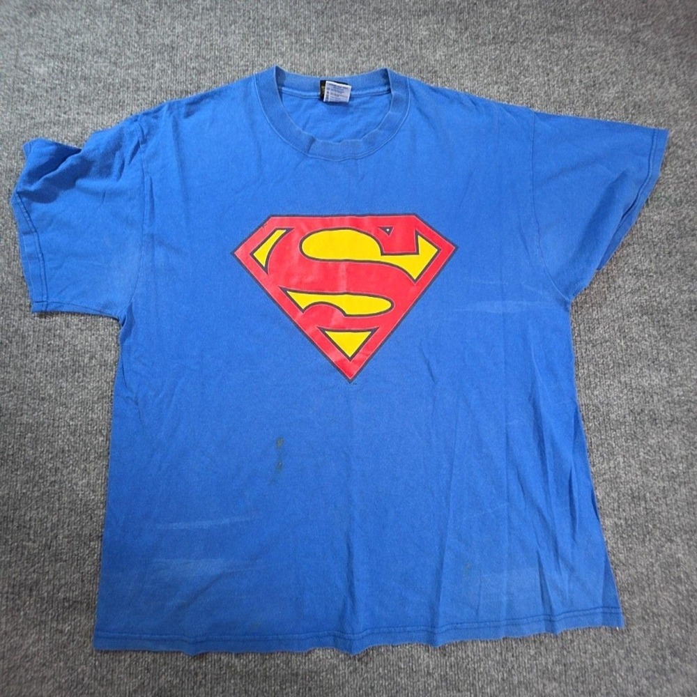 Vintage Superman Shirt Mens XL Blue Logo Graphic Tee T-Shirt DC Comics 2001